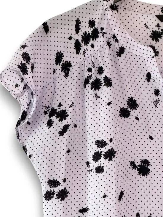 Banana Republic Floral Polka Dot Split Neck Blouse Size M - Picture 2 of 12